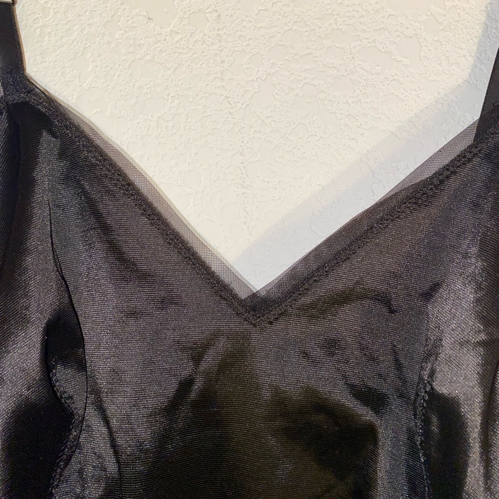 Vintage Vanity Fair Mesh Trim Black Bias Midi Coquette Fairy Slip Dress/Gown 8 - Picture 10 of 14